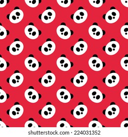 Seamless red panda pattern vector