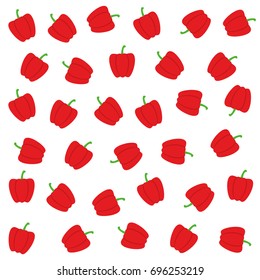 Seamless Red Paprika Pattern Wallpaper Isolated on White Background