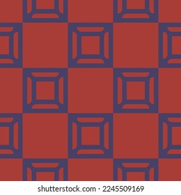 seamless red pattern with blue ornament