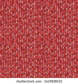 Seamless red pattern of braids, endless texture, stylized sweater fabric. Texture for web, print, wallpaper, fall winter fashion, textile design, website background, holiday home decor