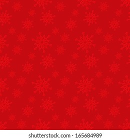 Seamless red pattern with snowflakes.