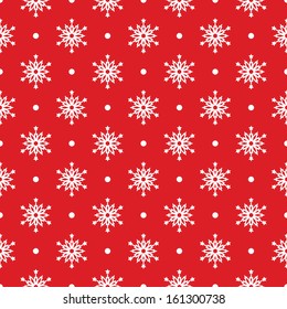Seamless red pattern with snowflakes. Vector illustration
