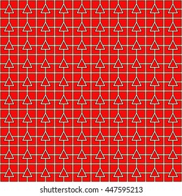Seamless red pattern with symmetric geometric ornament. Abstract triangles and blocks background. Mosaic wallpaper. Vector illustration