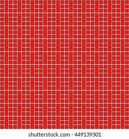 Seamless red pattern with symmetric geometric ornament. Abstract repeated squares and lines background. Creative wallpaper. Vector illustration