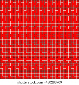 Seamless red pattern with symmetric geometric ornament. Abstract repeated figures background. Ethnic wallpaper. Vector illustration
