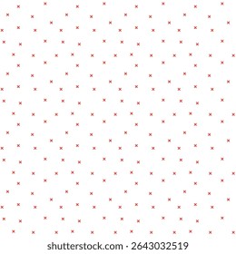 Seamless red pine tree and holiday ornament line pattern on white background. Perfect for Christmas wrapping paper, seasonal textiles, gift tags, festive prints, and holiday branding.