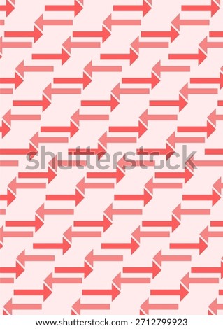Seamless Red and Pink Arrow Pattern Background: Repetitive Geometric Design with Opposing and Side-by-Side Directional Symbols for Flow, Movement, or Digital Backgrounds