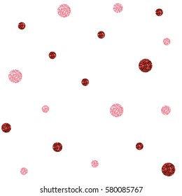 SEAMLESS RED AND PINK DOT GLITTER PATTERN ON WHITE BACKGROUND