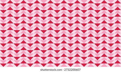 Un patrón de triángulo geométrico rojo y rosa sin fisuras. El motivo repetitivo crea un telón de fondo abstracto y moderno ideal para proyectos de diseño de telas, Fondos de pantalla o temas de amor.