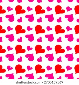 Fondo de patrón de corazón rojo y rosa sin fisuras. Fondo de pantalla de San Valentín. Fondo de Boda. Ilustración vectorial