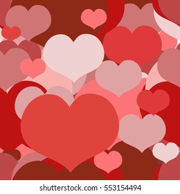 Seamless Red and Pink pattern for a Valentine Day with Overlapped Hearts. Can be used for a Love Valentine Letter, Card, Valentines day Celebration, design, wrapping, etc.