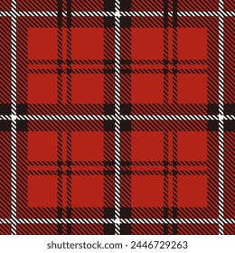 Seamless red plaid pattern vector illustration. Tartan plaid check pattern for textile design. Gingham pattern. 