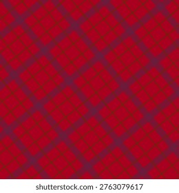 Seamless red plaid tartan pattern ideal for holiday and Christmas designs, gift wrap, textiles and seasonal backgrounds. Warm, cozy diagonal checks create a festive, rustic texture for print and digital projects.