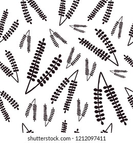 Seamless red plants pattern handdrawn fresh herbarium summer design for wrapping and background