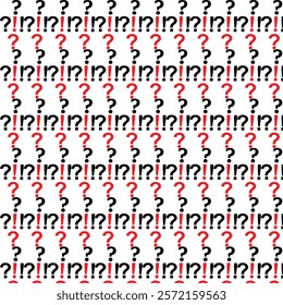 Seamless Red Question Mark Pattern on White Background