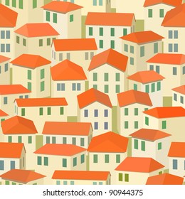 seamless red roof of old town