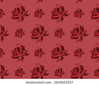 Seamless Red Rose Pattern - Elegant Floral Background. Elegant Rose Pattern in shades of Red , Perfect for romantic Themes , Wedding invitations , Valentine's day design
