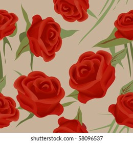 Seamless red roses background, pattern