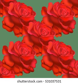 Seamless red roses pattern. Vector illustration