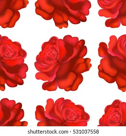 Seamless red roses pattern. Vector illustration