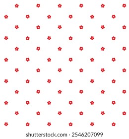 Seamless red small flowers on white background pattern