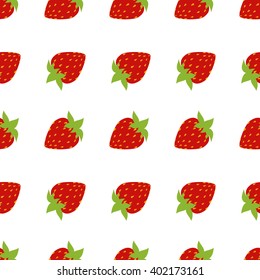 seamless of red strawberries on white background. Vector illustration.
