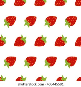 seamless of red strawberries on white background. Vector illustration.