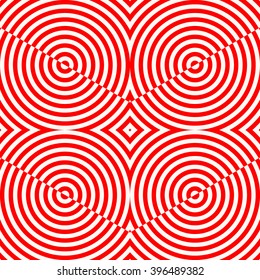 Seamless red striped pattern. Abstract repeat round waves texture background. Vector illustration