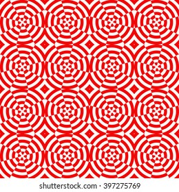 Seamless red striped pattern. Abstract repeat round waves texture background. Vector illustration