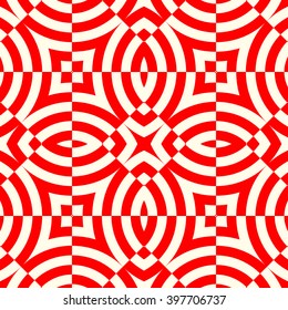 Seamless red striped pattern. Abstract repeat round waves texture background. Vector illustration