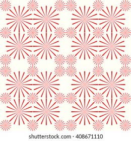 Seamless  red stylized dandelion fluff  background. Red striped abstract wallpaper. Vector illustration