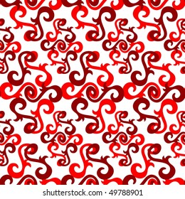 Seamless red swirl ornament pattern