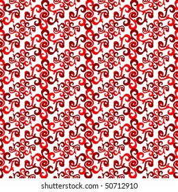 Seamless red swirl ornament pattern
