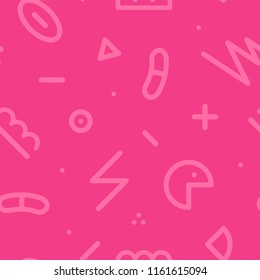 Seamless red trendy colorful pattern - memphis style, fashion 80-90s. Bright background with stylish design