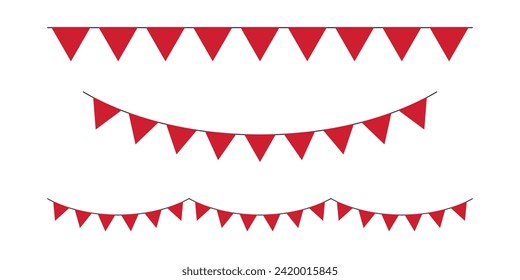 Borde de amarre de partidos del triángulo rojo impecable. decoración de fiesta de cumpleaños. Ilustración vectorial plana.