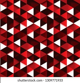 Seamless red triangle prisms abstract pattern background