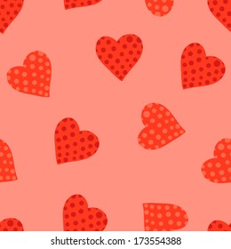 seamless red valentine's day background, dotted hearts