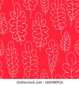 seamless red vector floral herbal pattern 