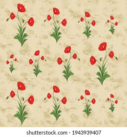 seamless red vector flower Pattern leaves pattern on brown background