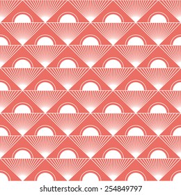 Seamless red vintage art deco rising sun pattern vector