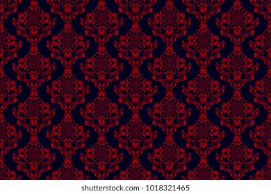 Seamless red wallpaper pattern. Floral ornament on background