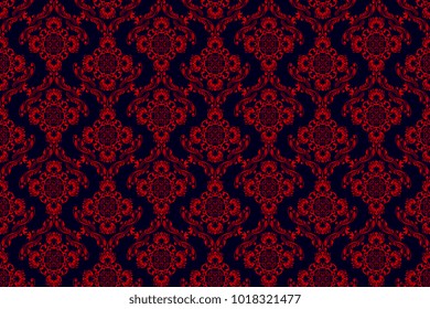 Seamless red wallpaper pattern. Floral ornament on background