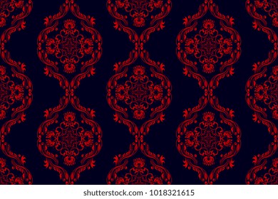 Seamless red wallpaper pattern. Floral ornament on background