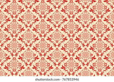 Seamless red wallpaper pattern. Floral ornament on background. Contemporary pattern. Wallpaper pattern