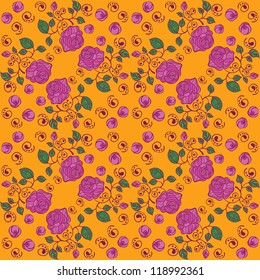 Seamless red wallpaper pattern with roses