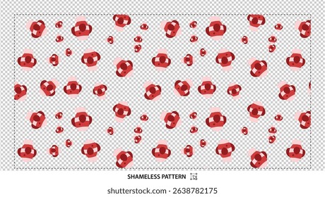 
Seamless red and white abstract geometric pattern with organic shapes on transparent background