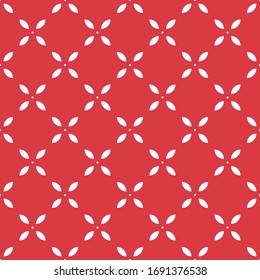 Seamless red and white abstract petals geometric textile pattern vector