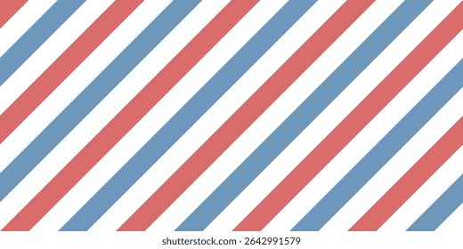 Seamless red, white, and blue stripe pattern with a clean patriotic style. Ideal for 4th of July party decor, wrapping paper, and summer craft projects. Perfect for American-themed backgrounds and tex
