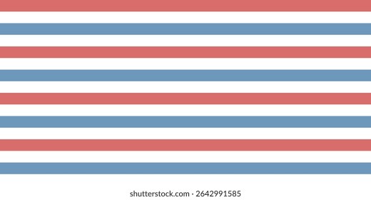 Seamless red, white, and blue stripe pattern with a clean patriotic style. Ideal for 4th of July party decor, wrapping paper, and summer craft projects. Perfect for American-themed backgrounds and tex