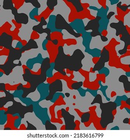Seamless red white and blue wide military fashion camouflage pattern vector